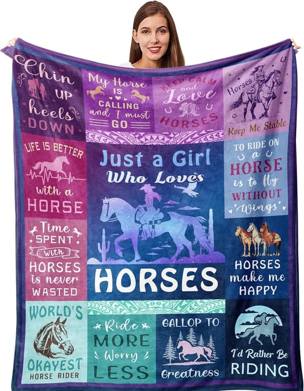 Cowgirl Equestrian Throw Blanket 50