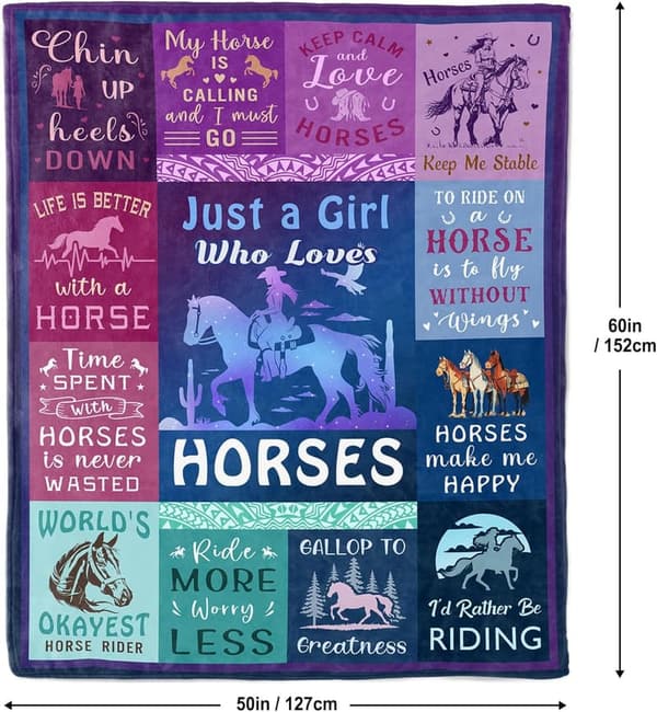 Cowgirl Equestrian Throw Blanket 50