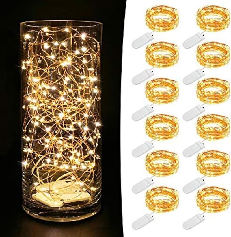 12 Pack Battery Operated 7.2ft Fairy Lights for Wedding Decor