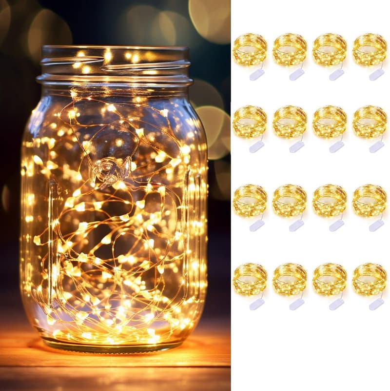 30 LED Battery Operated Fairy Lights - Silver Wire Warm White for Weddings and Parties