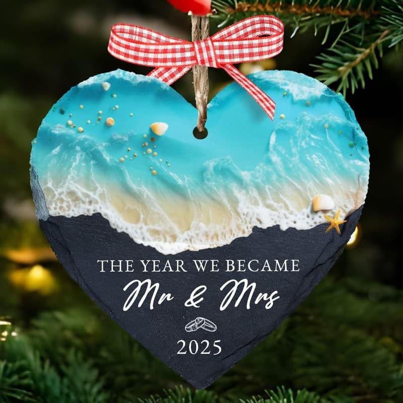 First Christmas Married Ornament 2025 for Couples