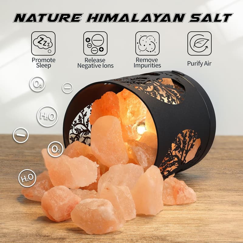 Himalayan Salt Lamp Night Light with LED Bulbs and USB Power