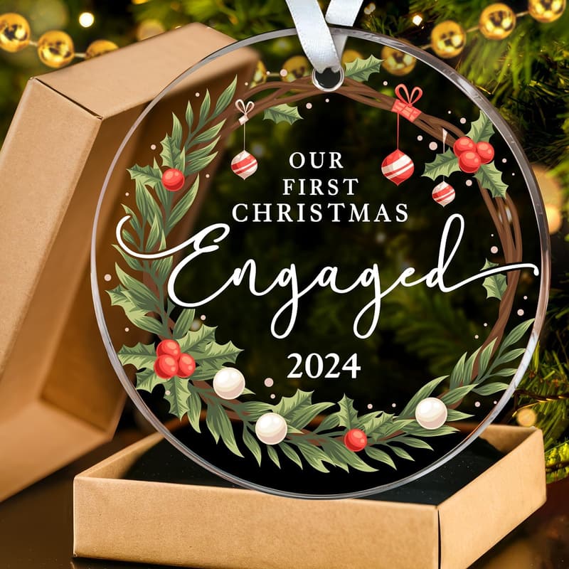 Engagement Ornament for Couples – First Christmas Keepsake