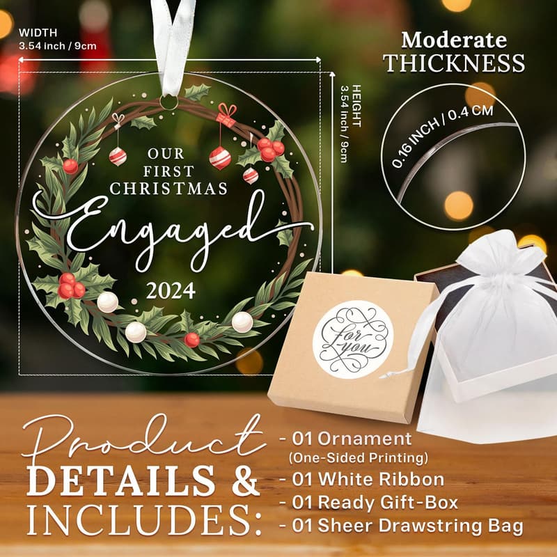 Engagement Ornament for Couples – First Christmas Keepsake