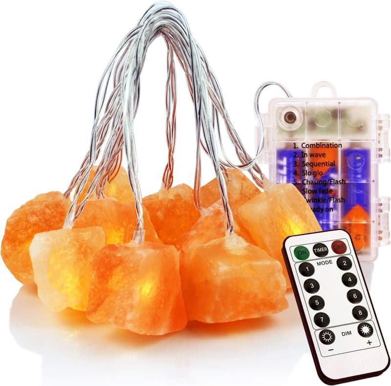 Himalayan Salt String Lights with Remote - 10 LEDs for Parties