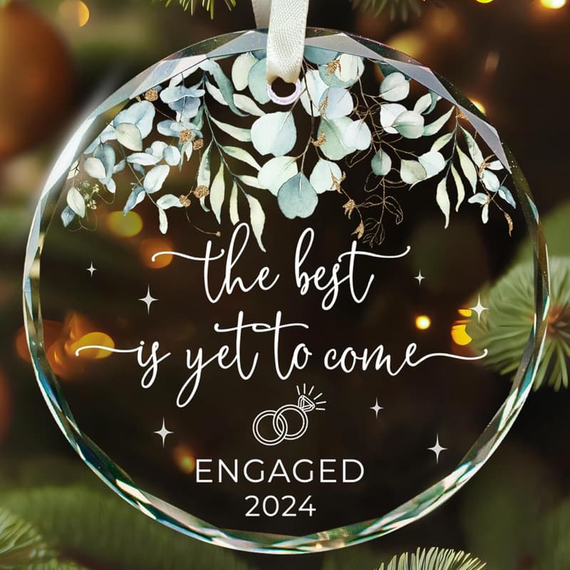 Engagement Gift - Glass Ornament for Newly Engaged Couples