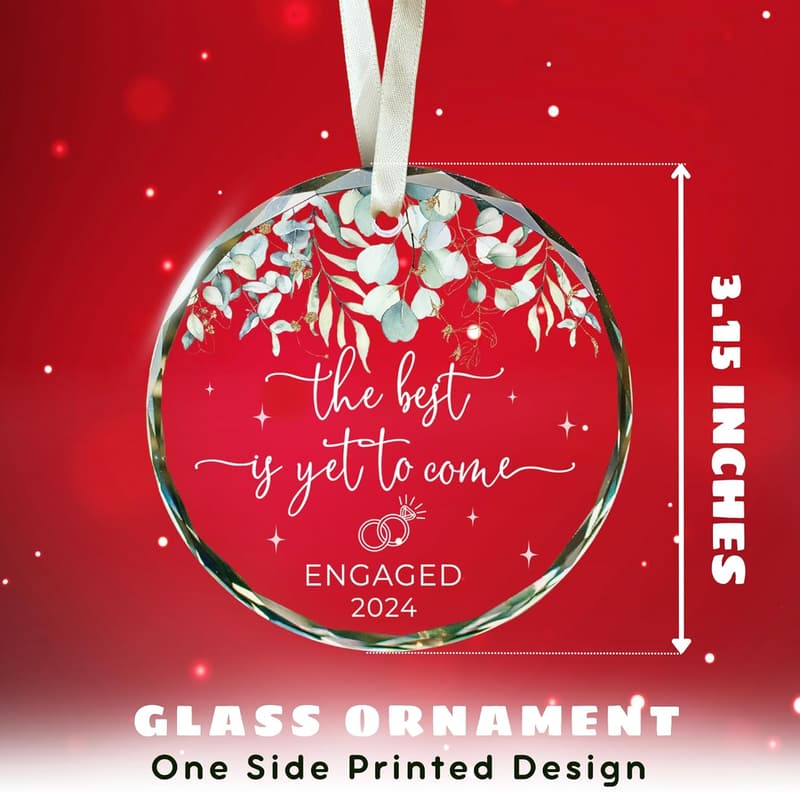 Engagement Gift - Glass Ornament for Newly Engaged Couples