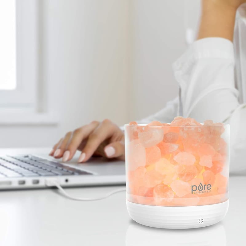 Pink Himalayan Salt Lamp with USB Power and Dimmer