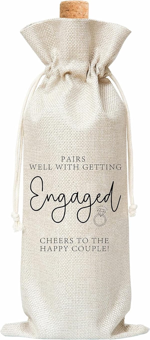 Engagement Burlap Wine Bag for Couples