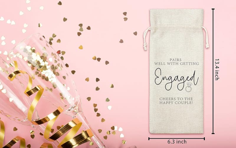 Engagement Burlap Wine Bag for Couples