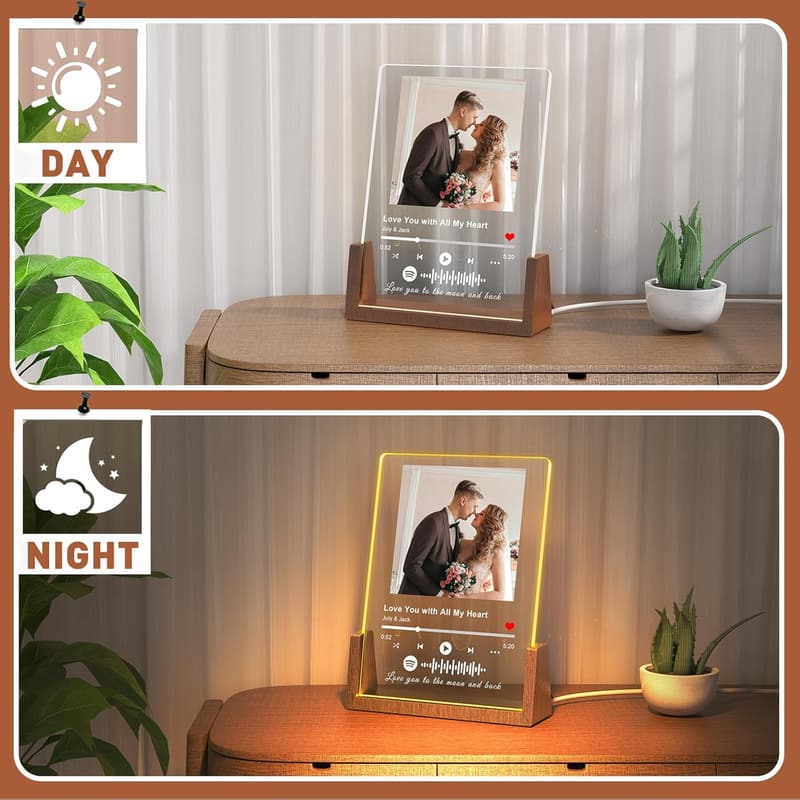 Custom Spotify Plaque in LED Walnut Frame for Couples