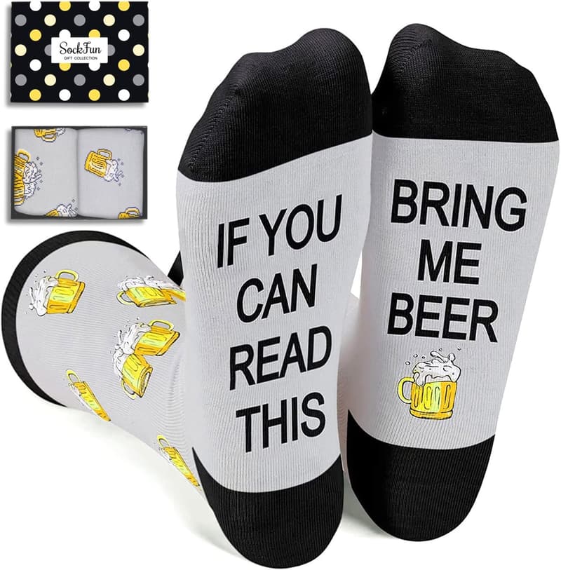 Novelty Socks for Men – Beer & Whiskey Drink Lovers Gift
