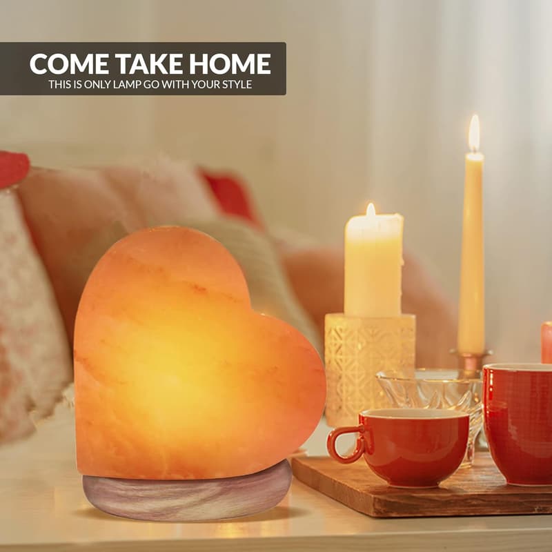 Multicolor Heart Salt Lamp – USB Night Light for Home Decor