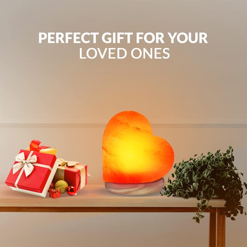 Multicolor Heart Salt Lamp – USB Night Light for Home Decor