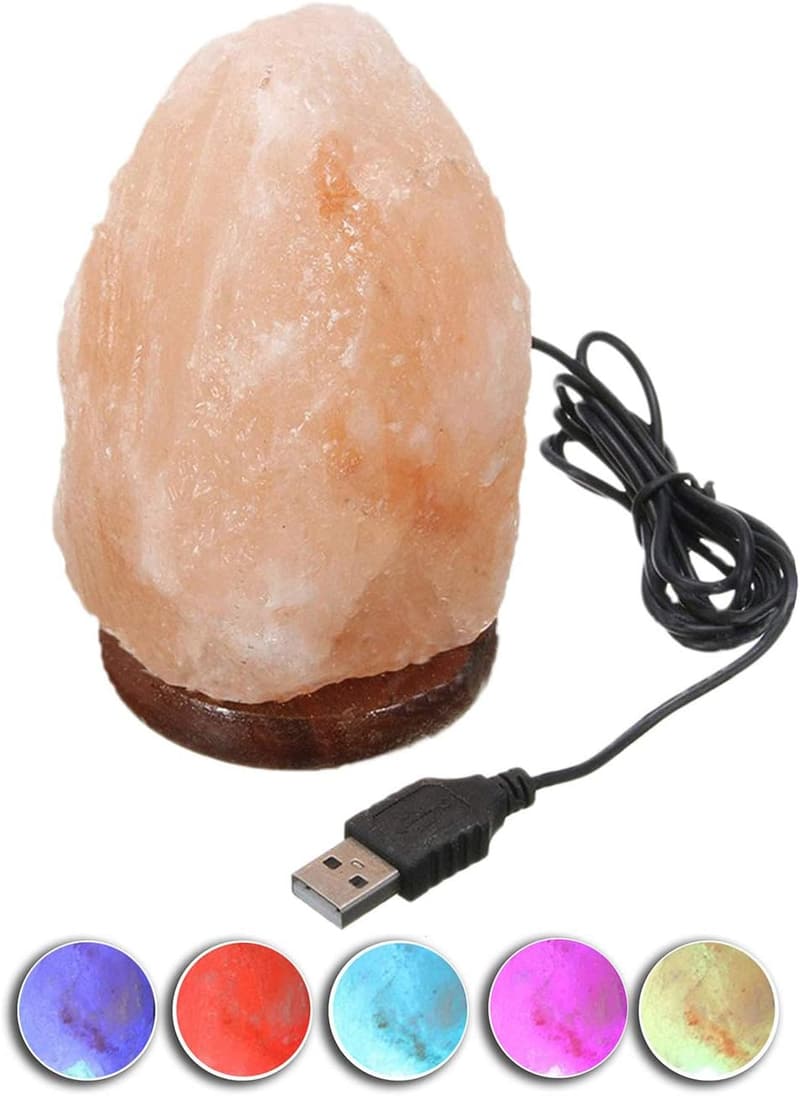Himalayan Salt Lamp - Hand Carved Mini with Multicolor LED