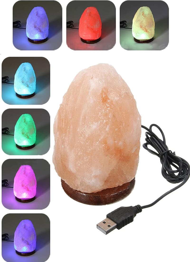 Himalayan Salt Lamp - Hand Carved Mini with Multicolor LED