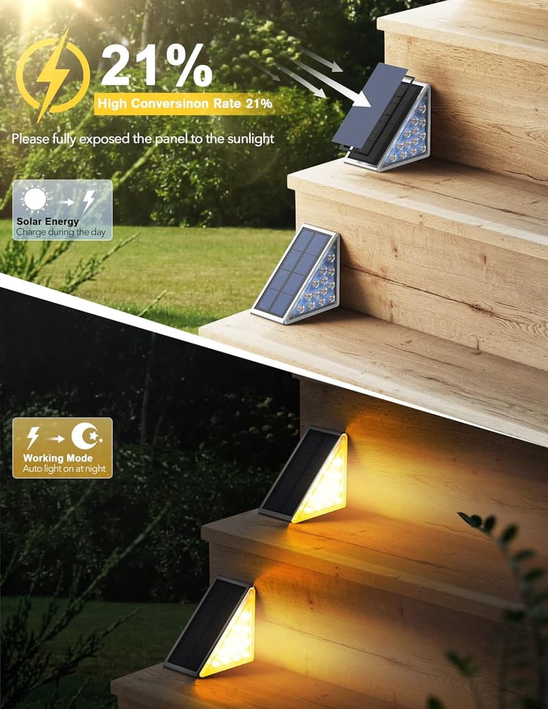 Outdoor Waterproof Solar Step Lights – 6 Pack for Yard & Pathways