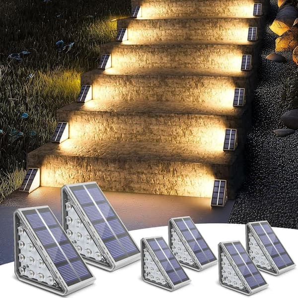 Outdoor Solar Stair Lights - 6-Pack Waterproof Auto On/Off