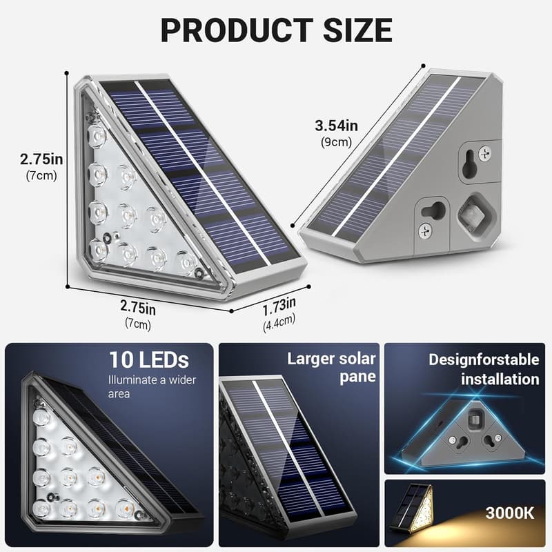 Outdoor Solar Stair Lights - 6-Pack Waterproof Auto On/Off