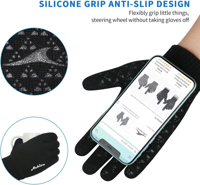 Winter Touchscreen Gloves for Men and Women with Thermal Lining
