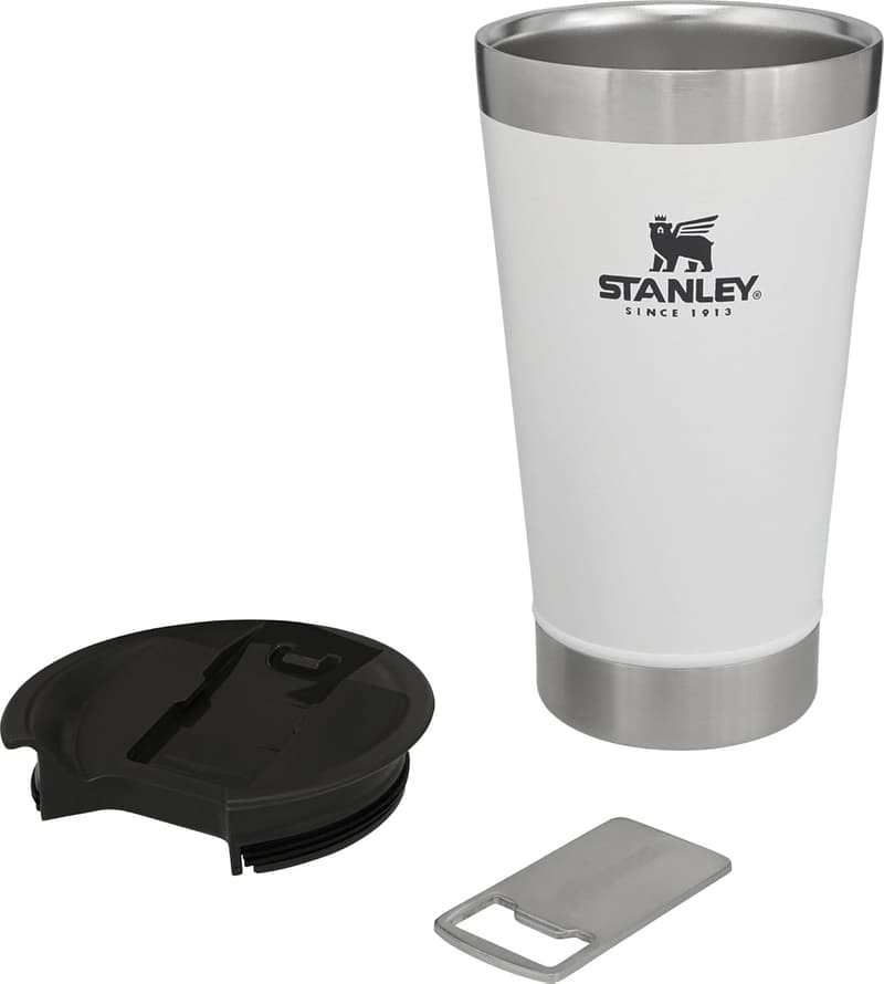 Insulated Stainless Steel Beer Pint with Lid & Opener - 16 oz