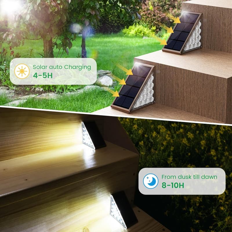 Waterproof Solar Step Lights - 6-Pack for Outdoors