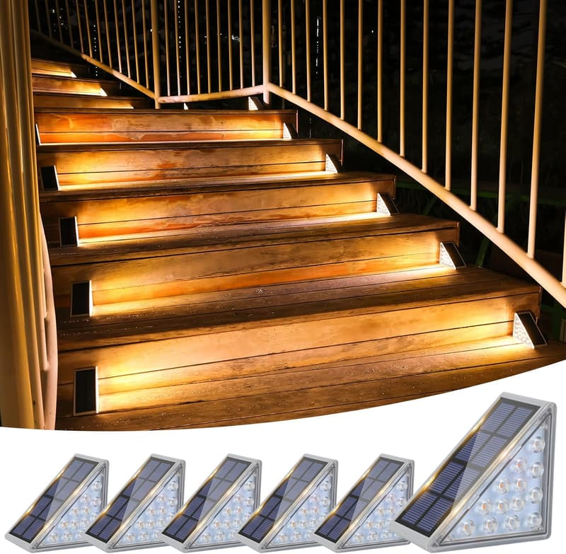 Outdoor Solar Stair Lights - 6 Pack, Waterproof LED Decor