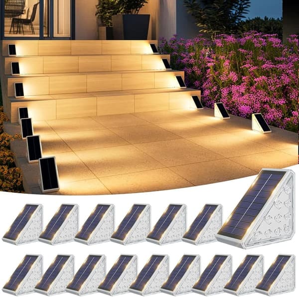 16-Pack Waterproof Solar LED Step Lights for Outdoor Use