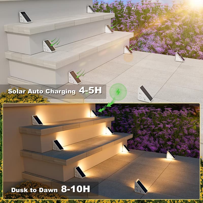 16-Pack Waterproof Solar LED Step Lights for Outdoor Use