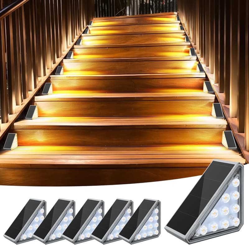 6 Pack IP67 Waterproof Solar Step Lights for Outdoor Décor