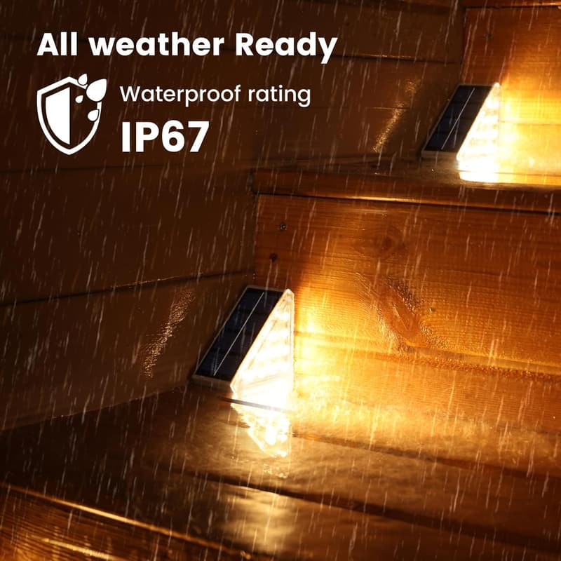 12 Pack Waterproof Solar Step Lights for Outdoor Use