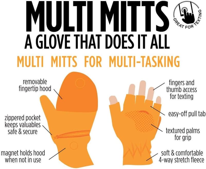 Fingerless Gloves with Adjustable Top & Cell Phone Pocket