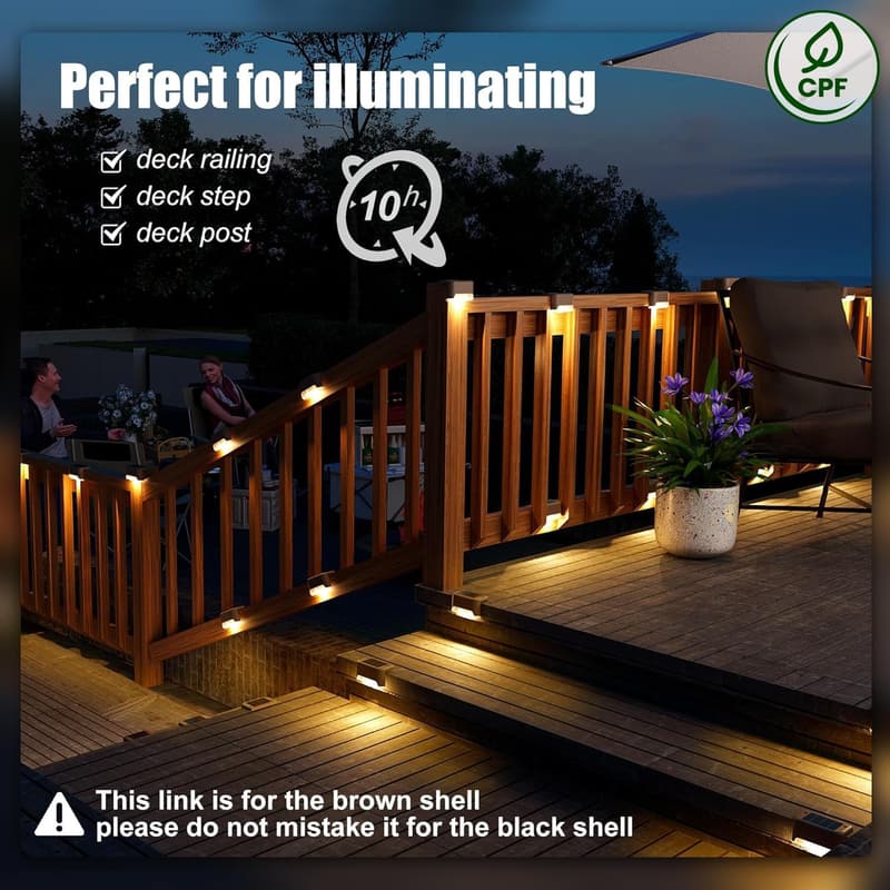 16-Pack Solar Deck & Step Lights - Waterproof Outdoor LED