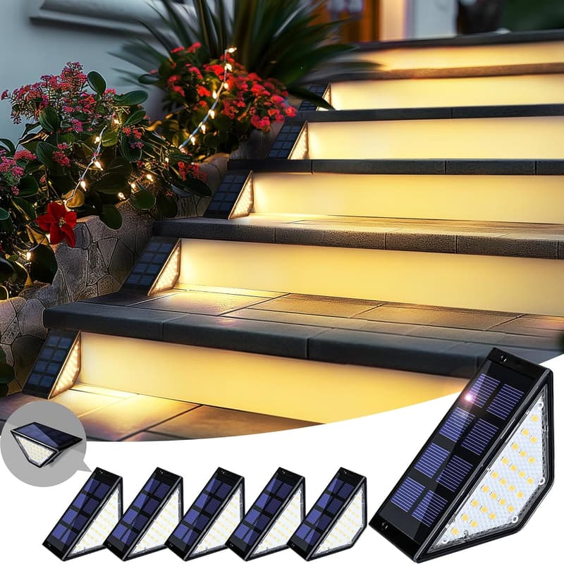 Outdoor Solar Step Lights, 24 LEDs, Waterproof IP65 (6 Pack)
