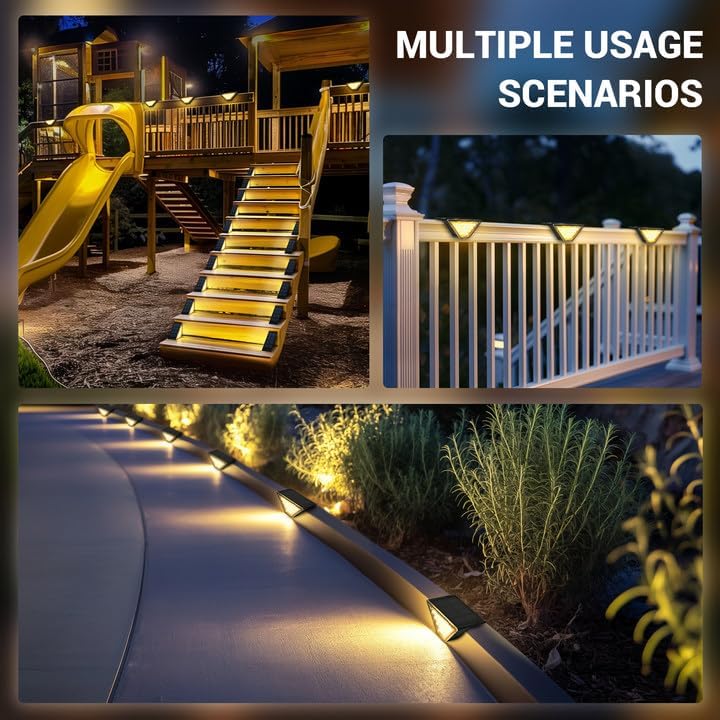 Outdoor Solar Step Lights, 24 LEDs, Waterproof IP65 (6 Pack)