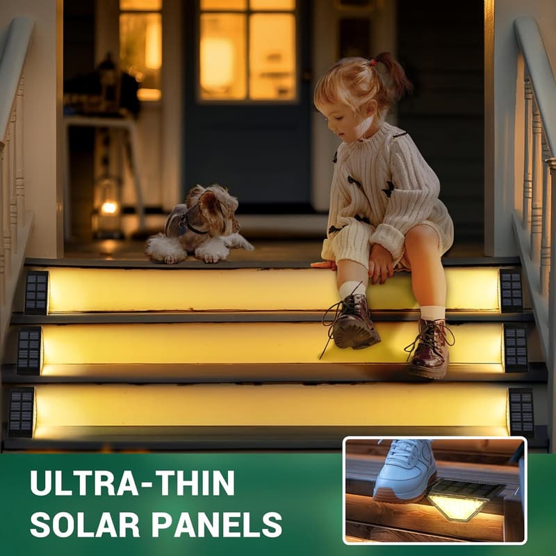 Outdoor Solar Step Lights, 24 LEDs, Waterproof IP65 (6 Pack)