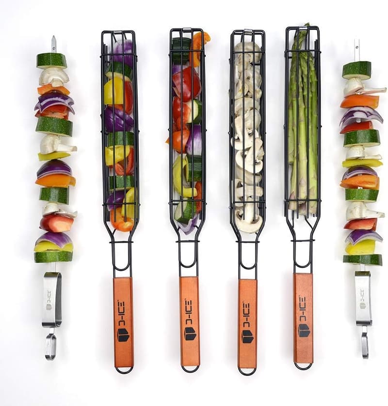 Grilling Set: Stainless Steel Kebab Baskets & BBQ Skewers