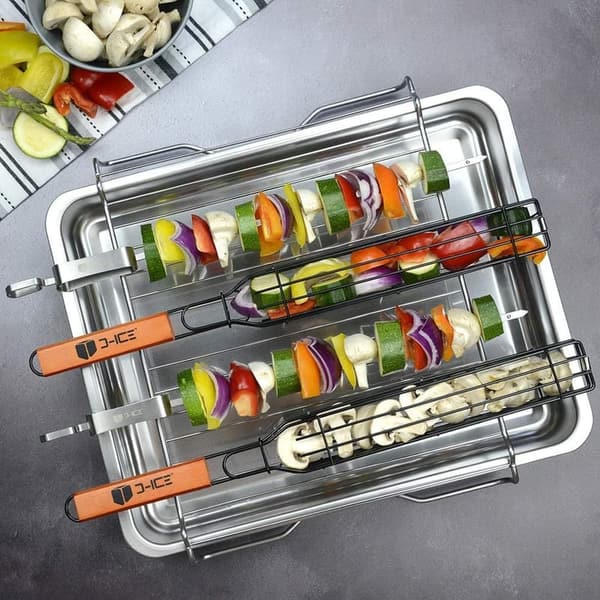 Grilling Set: Stainless Steel Kebab Baskets & BBQ Skewers