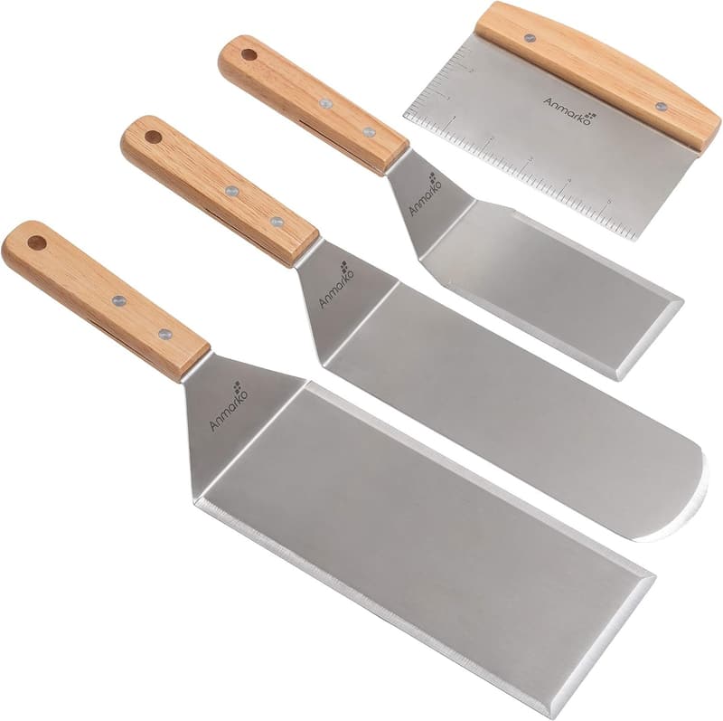 Teppanyaki Stainless Steel Spatula Set for BBQ and Griddle