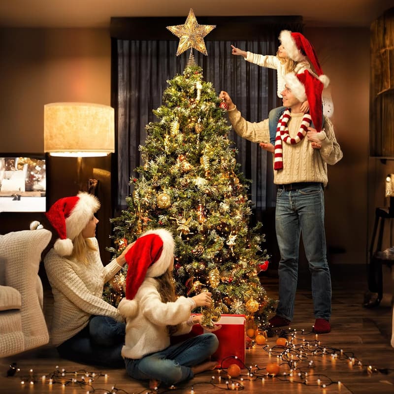 Christmas Star Tree Topper with 10 Built-in String Lights