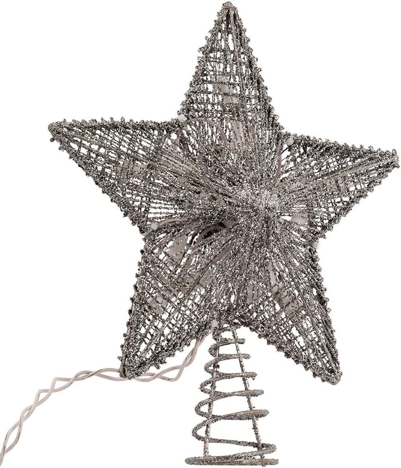 10-Inch Silver Star Treetop with 20 Mini UL Lights
