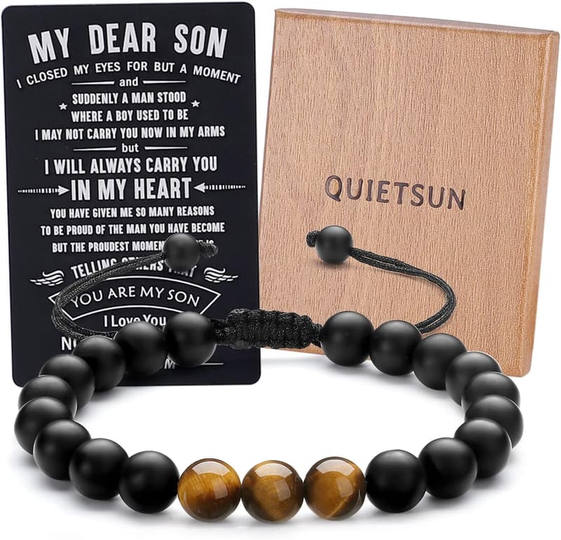 Tiger Eye Agate Bracelet for Dad on Graduation or Father's Day