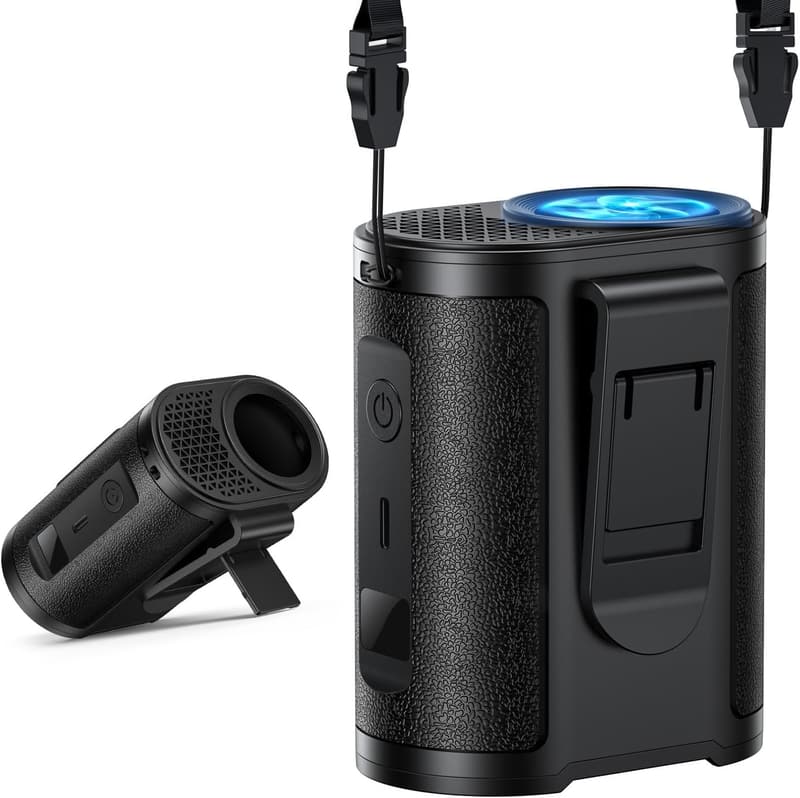 Rechargeable Dual-Sided Waist Fan - 5 Speeds, Strong Airflow