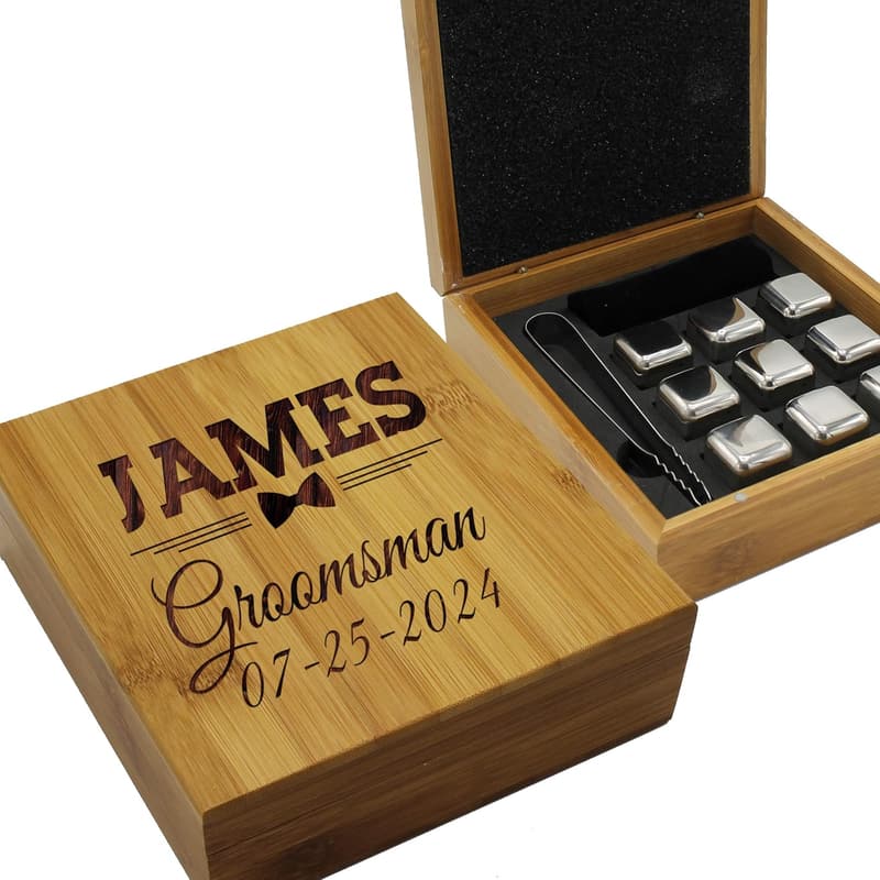 Personalized Whiskey Stones Gift Set for Weddings