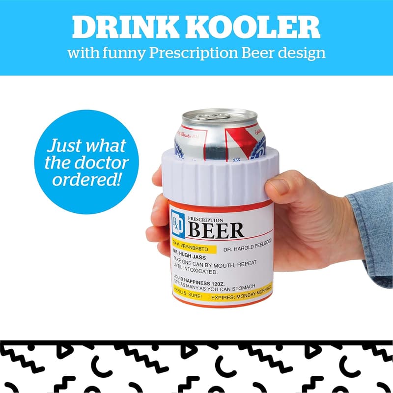 Funny Prescription Bill Bottle Can Cooler - Portable Beverage Holder