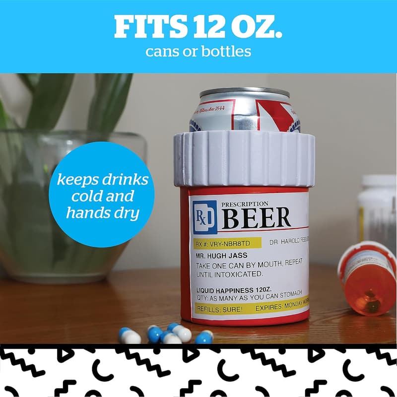 Funny Prescription Bill Bottle Can Cooler - Portable Beverage Holder