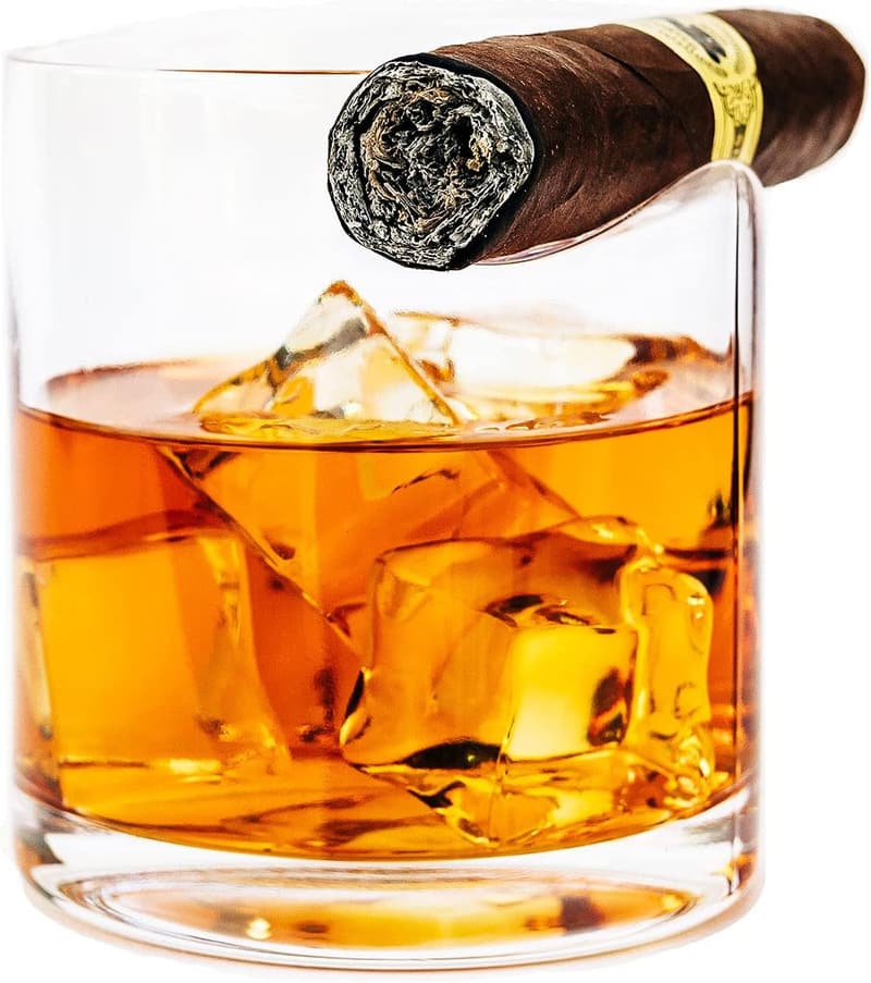 Whiskey Glass Gift Set with Cigar Holder for Men