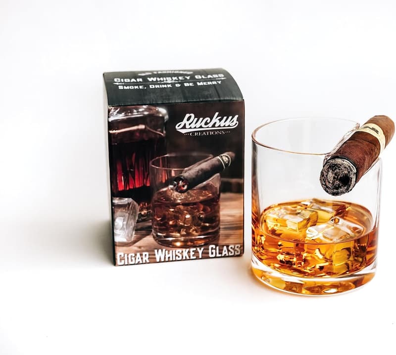Whiskey Glass Gift Set with Cigar Holder for Men