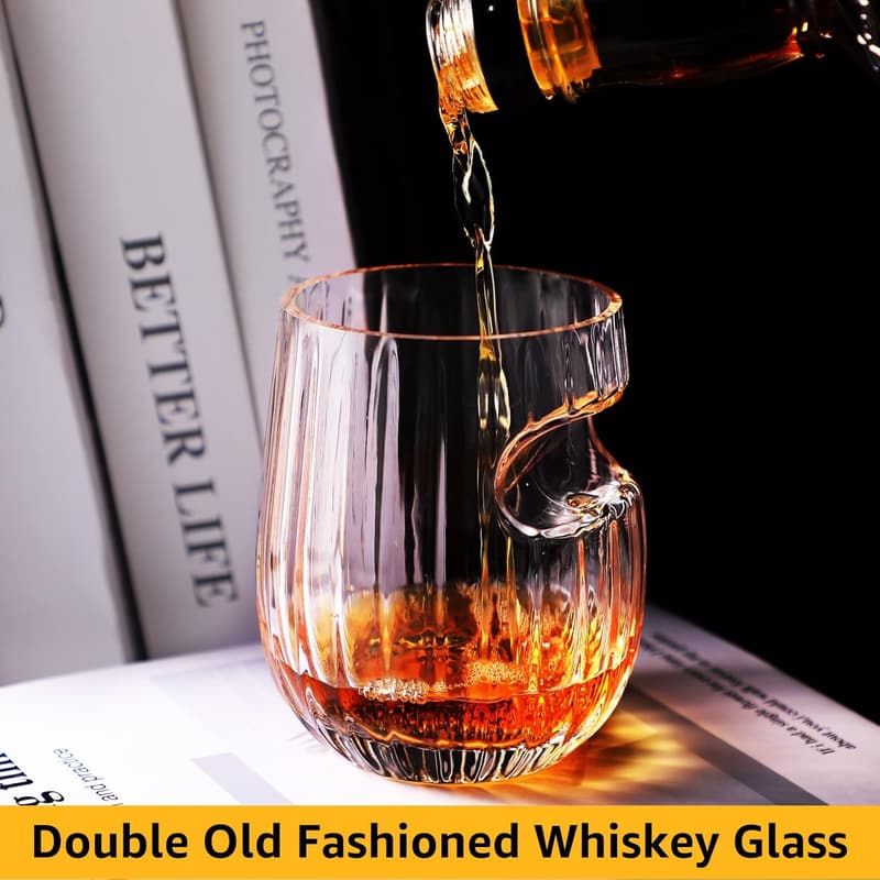 Whiskey Glass Set with Cigar Holder - Ideal Gift for Men