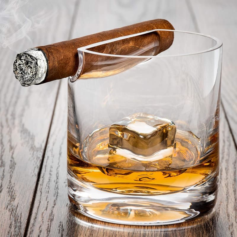 Whisky Cigar Glass Set - Custom Gift Box for Groomsmen